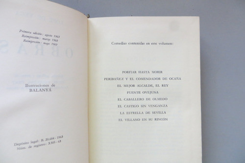 Obras Lope De Vega Ed Vergara 1969 Porfiar Hasta Morir 1