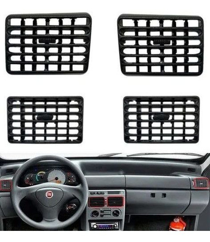 Saida De Ar Condicionado Uno Mille 2006 Preto Kit Com 4 0