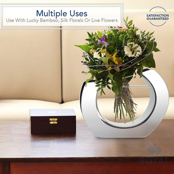 Royal Imports Flor Mirror Glass Vase -round Angled, 9.25 X11 1