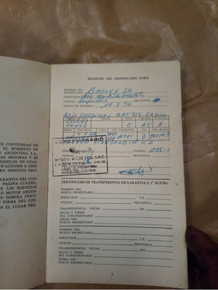 Manual Propietario Y Guantera Original Ford Falcon Ranchero 1