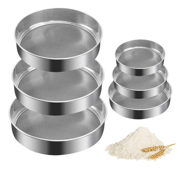 Kit Peneira Inox C/6 Cozinha Culinária Farinha Tapioca Fuba 1