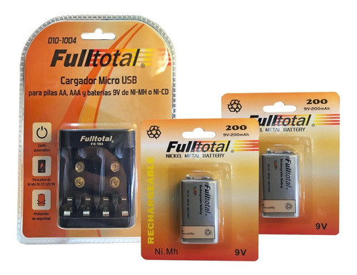 Combo 2 Baterias 9v Rec Fulltotal 200mah + Cargador De Bate 0