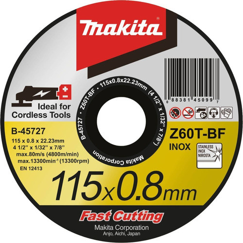 Disco De Corte Rápido Makita 0.8mm 115m Inox Unidad Bg 0