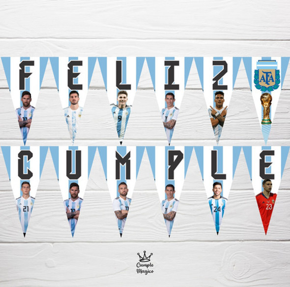 Seleccion Argentina Messi Banderín Decoración Cumpleaños 0