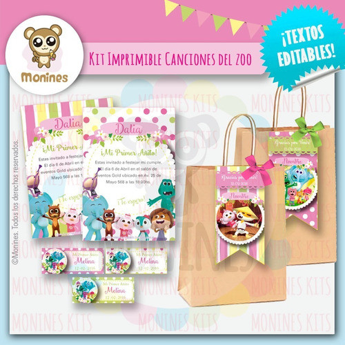 Canciones Del Zoo  Kit Imprimible Para Niñas ¡texto Editable 0