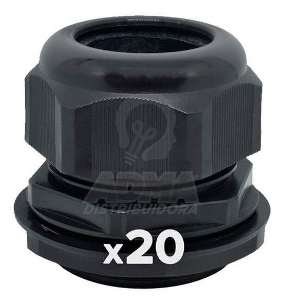 Prensacable Plastico 3/4 Ajuste 5 A 10mm Negro Conico X20 1