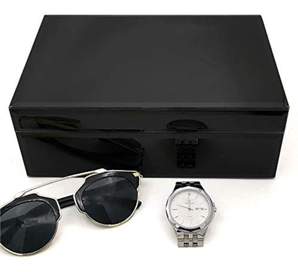 Meetart Organizador De Joyeria Con Espejo De Vidrio Negro O 1