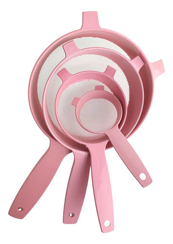 Kit Peneiras De Plástico Rosa 4p Mini Pequena Média E Grande 0