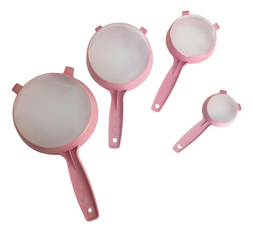 Kit Peneiras De Plástico Rosa 4p Mini Pequena Média E Grande 1