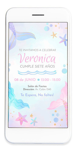 Invitacion Digital Cola Sirena Disney Tarjeta  Whatsapp 0
