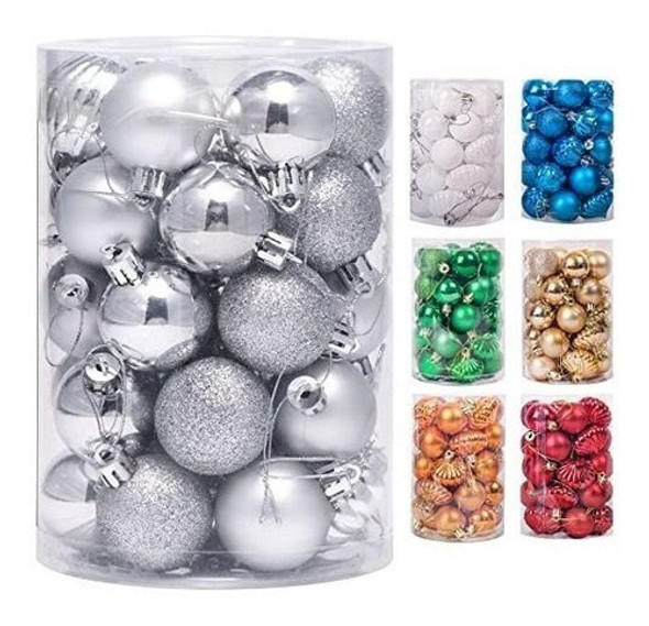 Bolas Para Arbol De Navidad  4cm  X 34u Plateado 0 Bolas Para Arbol De Navidad  4cm  X 34u Plateado 0