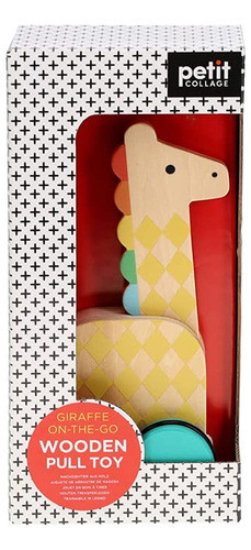 Petit Collage On-the-go Jirafa De Madera Pull Toy 0
