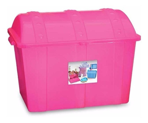 4 Caixa Organizadora Bau Infantil Plastico Rosa Brinquedos 0