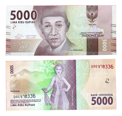 Indonesia Billete 5000 Rupias Unc 2016 Pick New 0