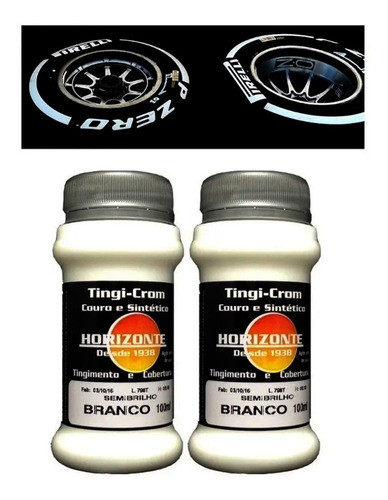 02 Tinta Branca Pinta Faixa E Letra De Pneu Carro Moto 100ml 0