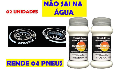 02 Tinta Branca Pinta Faixa E Letra De Pneu Carro Moto 100ml 1