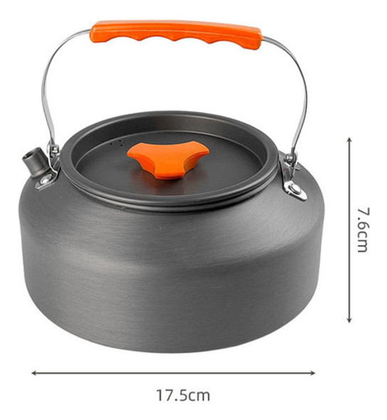 Chaleira De Água De Acampamento Bule De 1,6l 17,5x7,6cm 1