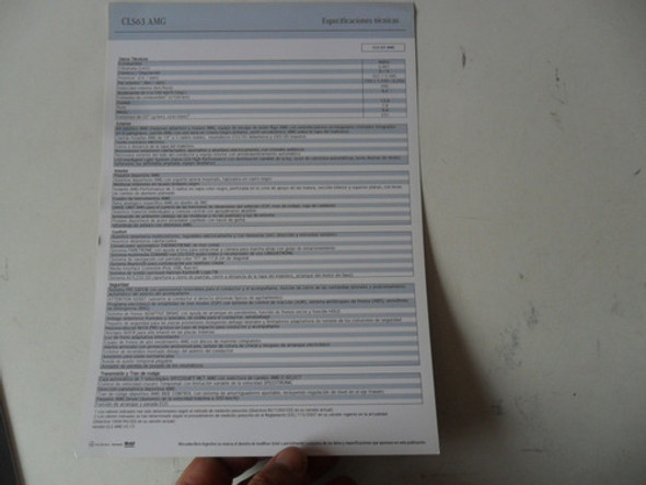 Folleto Mercedes Benz Cls63 Amg No Manual Antiguo Insignia 1
