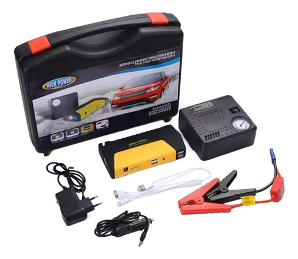 Arrancador Auto Moto Cargador Bateria Portatil + Compresor 0
