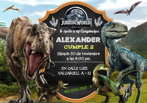 Invitacion Impresa X35 Jurassic World Personalizada 9x14cm 0