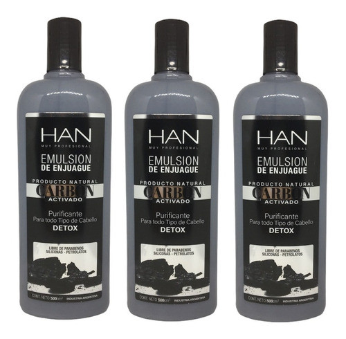 Enjuague Detox Han Carbón Activado 3 Unidades X 500ml 0