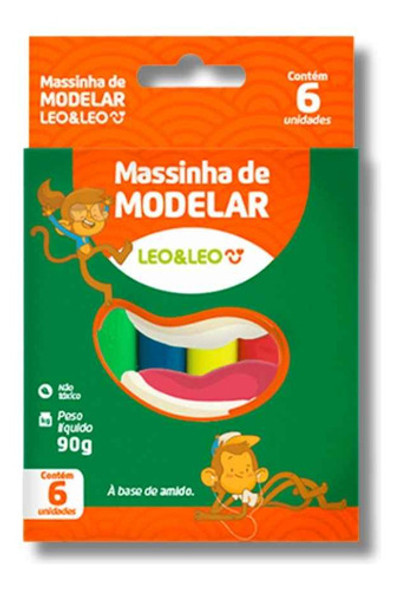 Kit 2 Massinha Massa De Modelar 90g 6 Cores Amido  Leo E Leo 1 Kit 2 Massinha Massa De Modelar 90g 6 Cores Amido  Leo E Leo 1