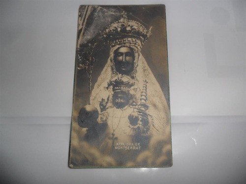 Antigua Estampita Religiosa Ntra Sra De Montserrat Virgen 0
