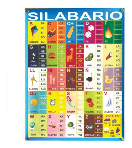 Lona Didactica Silabario Lista Para Colgar 65x85cm Vp 0