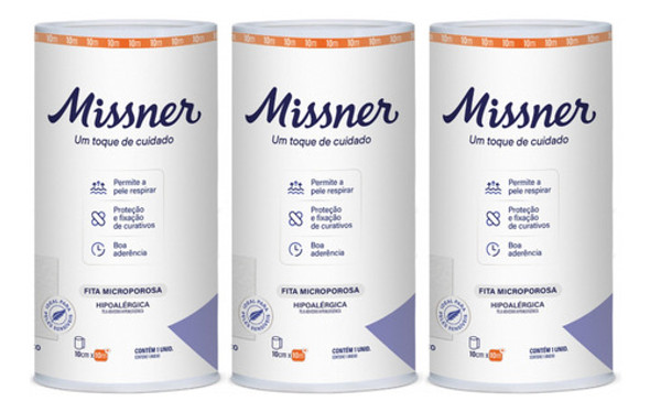 Fita Microporosa Branca 10cm X 10m Missner 03 Unidades 0