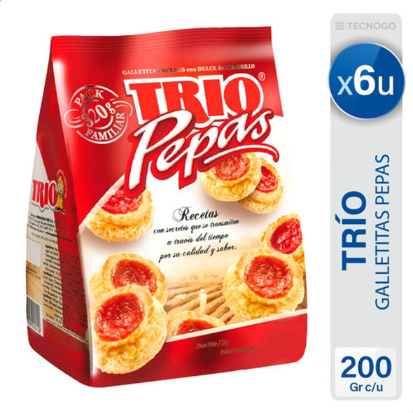 Galletitas Pepas Mermelada De Membrillo Trio - Pack X6 0