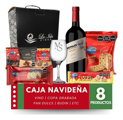 Caja Navideña Postales Copa Grabada Logo Empresa Regalo 0