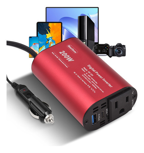 Adaptador De Inversor Conversor De Inversor De 200w Para Plu 0