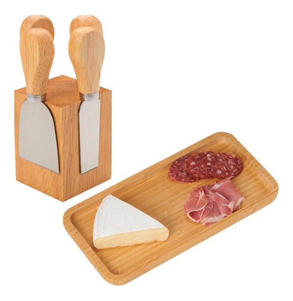 Kit Faca Queijo E Vinho Suporte Magnetico Petisqueira Bambu 0