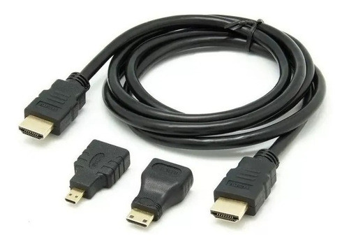Cable Hdmi 1.5 Mts Con Adaptadores Micro Y Mini Hdmi Video 0
