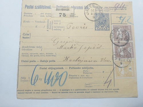 Bulletin D'expedition Croacia A Bosnia Tarjeta De Paquete 0