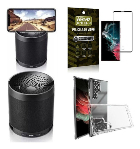 Capinha S22 Ultra + Som Bluetooth Potente Q3 + Película 3d 0