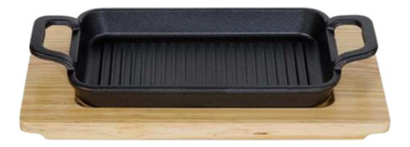 Fuente Bandeja Plato Parrila Hierro Fundido + Base De Madera 1 Fuente Bandeja Plato Parrila Hierro Fundido + Base De Madera 1