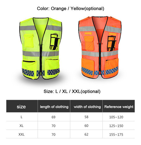 Roupas Refletivas Com Zíper E Bolsos De Segurança Femininos 1