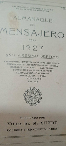 Catalogo Almanaque Del Mensajero 1927 Publicidad Antigua 1