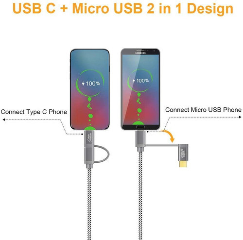 Adaptador Micro Usb + Usb C - Usb 2.0 (18cm) Y Micro Usb Otg 1