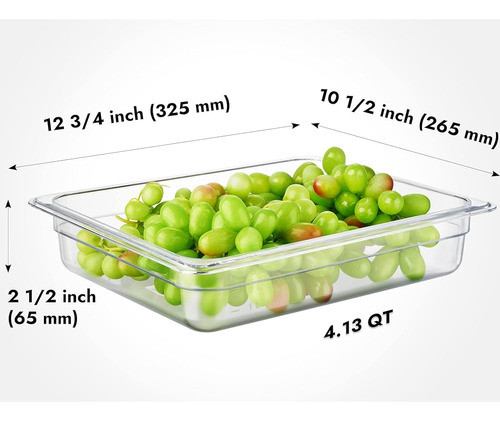 Curta 6 Pack Nsf Food Recipients, Tamaño Medio 2 1/2 Pulgada 1