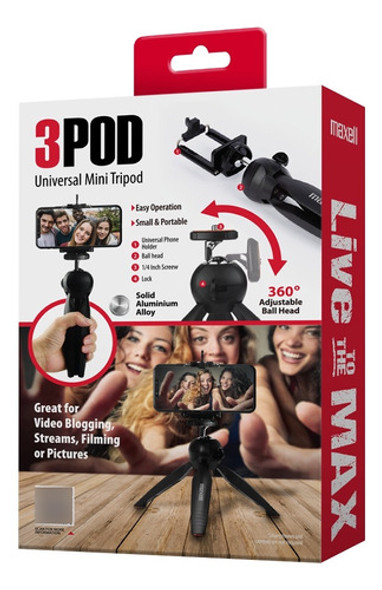 Mini Tripode Para Celular Y Gopro 360º Maxell Tri-185 1