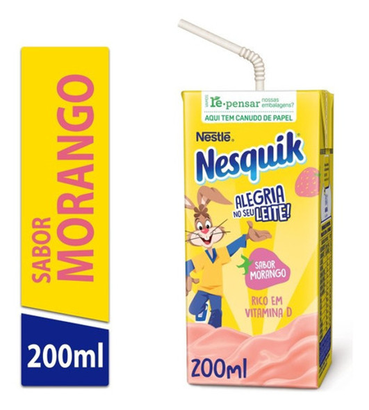 Bebida Láctea Nesquik Morango 200ml - 8 Unidades 0 Bebida Láctea Nesquik Morango 200ml - 8 Unidades 0