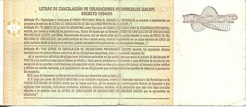 Ec# 200 R Bono 2 Lecop Reposicion Mb+  Palermo 1
