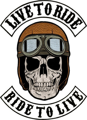 Parches Calavera Live To Ride Motoquero Moto Espalda Elegi 0