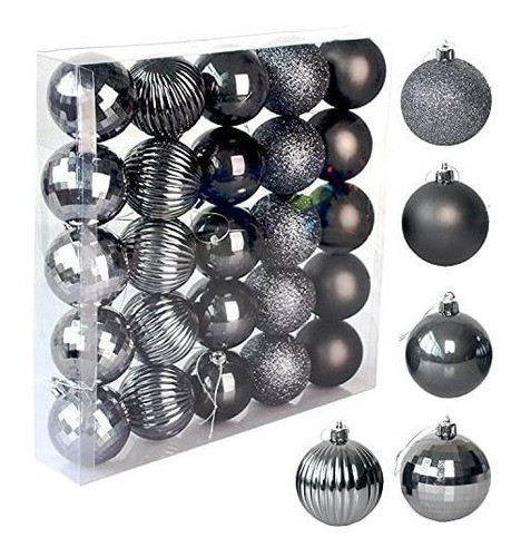 Bolas Para Arbol De Navidad X25u./ 6cm/ Gris Oscuro 0