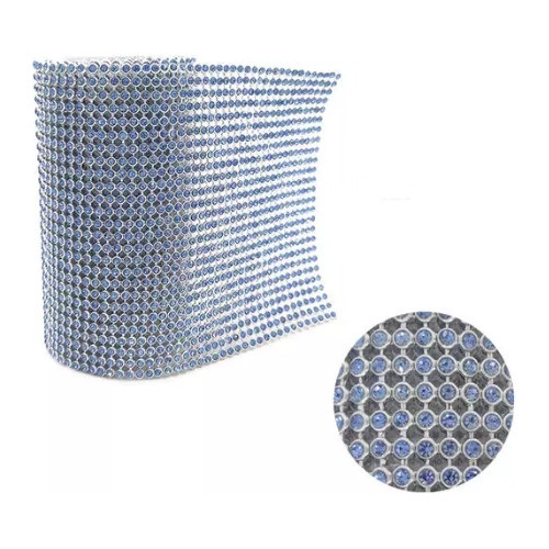 Manta De Strass - 10cm X 45cm - Prata/ Azul Bb - 081222 0