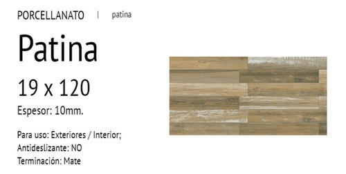 Porcelanato Cerro Negro Patina 19x120 Símil Madera Primera 1