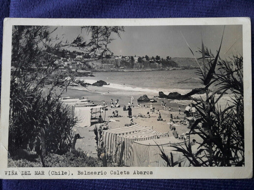 Antigua Postal Balneario Caleta Abarca Viña Del Mar Chile 0