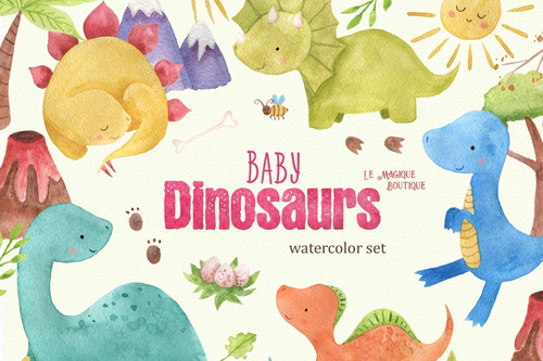 Kit Imagenes Png Cliparts Dinosaurios Acuarela 03 0